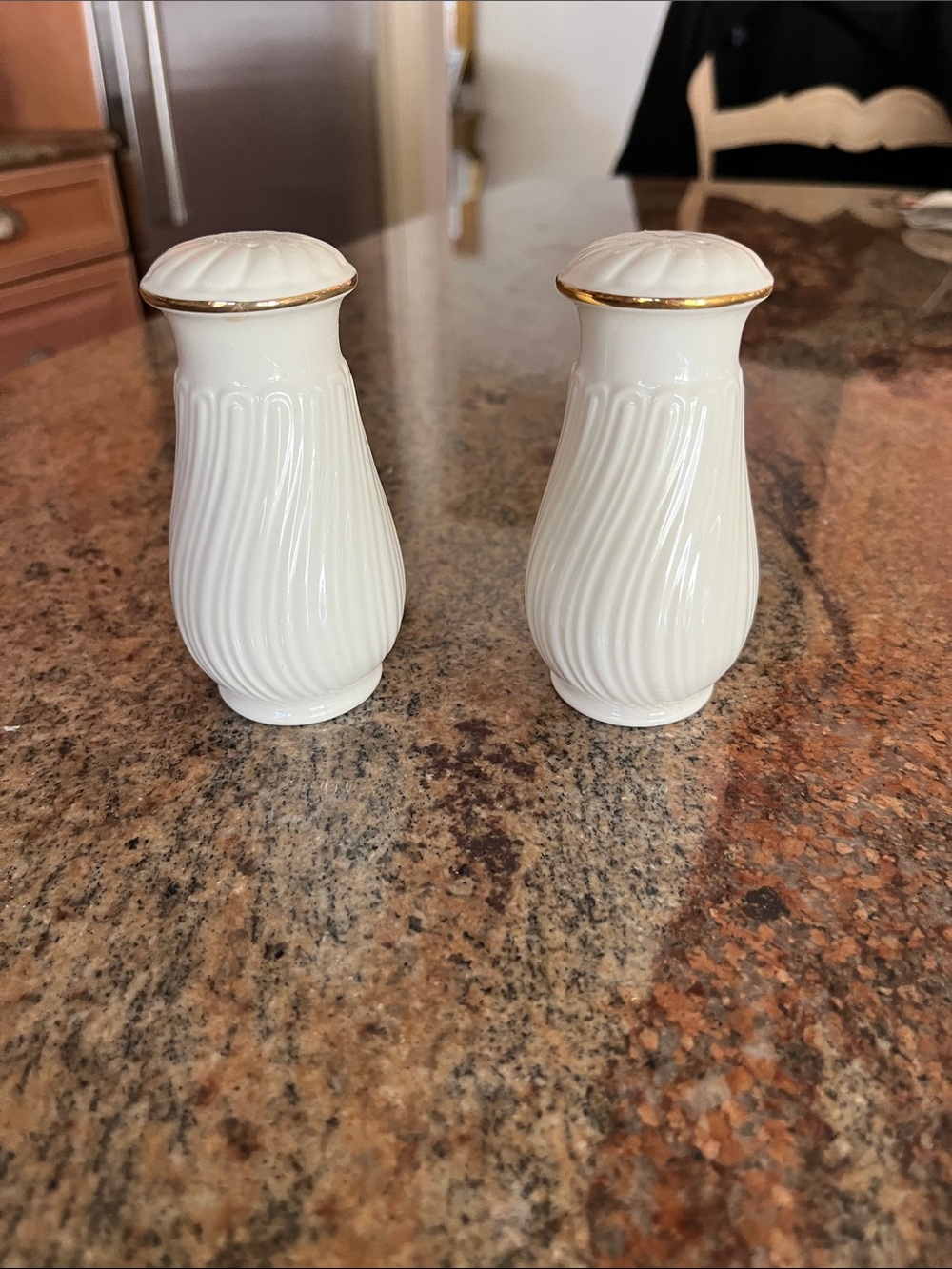 Lenox Classic White Porcelain Salt & Pepper Set with Gold Trim